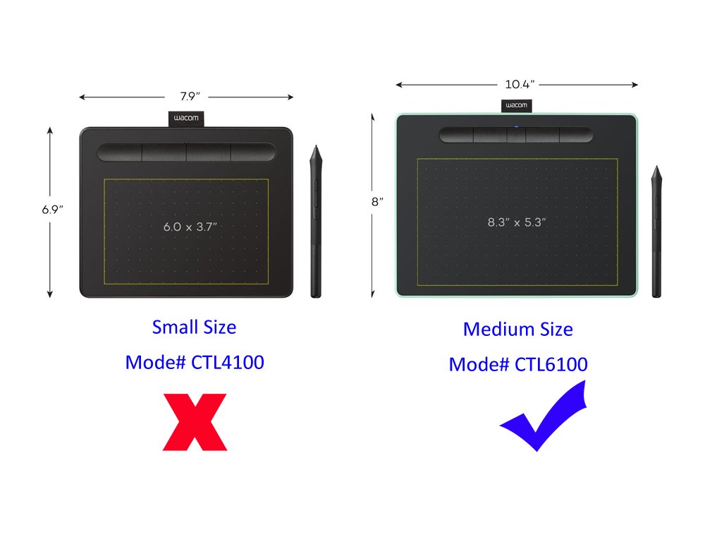 Borsa Custodia Rigida per Wacom Intuos Medium Tavoletta Grafica per Midium CTL-6100 di Aenllosi