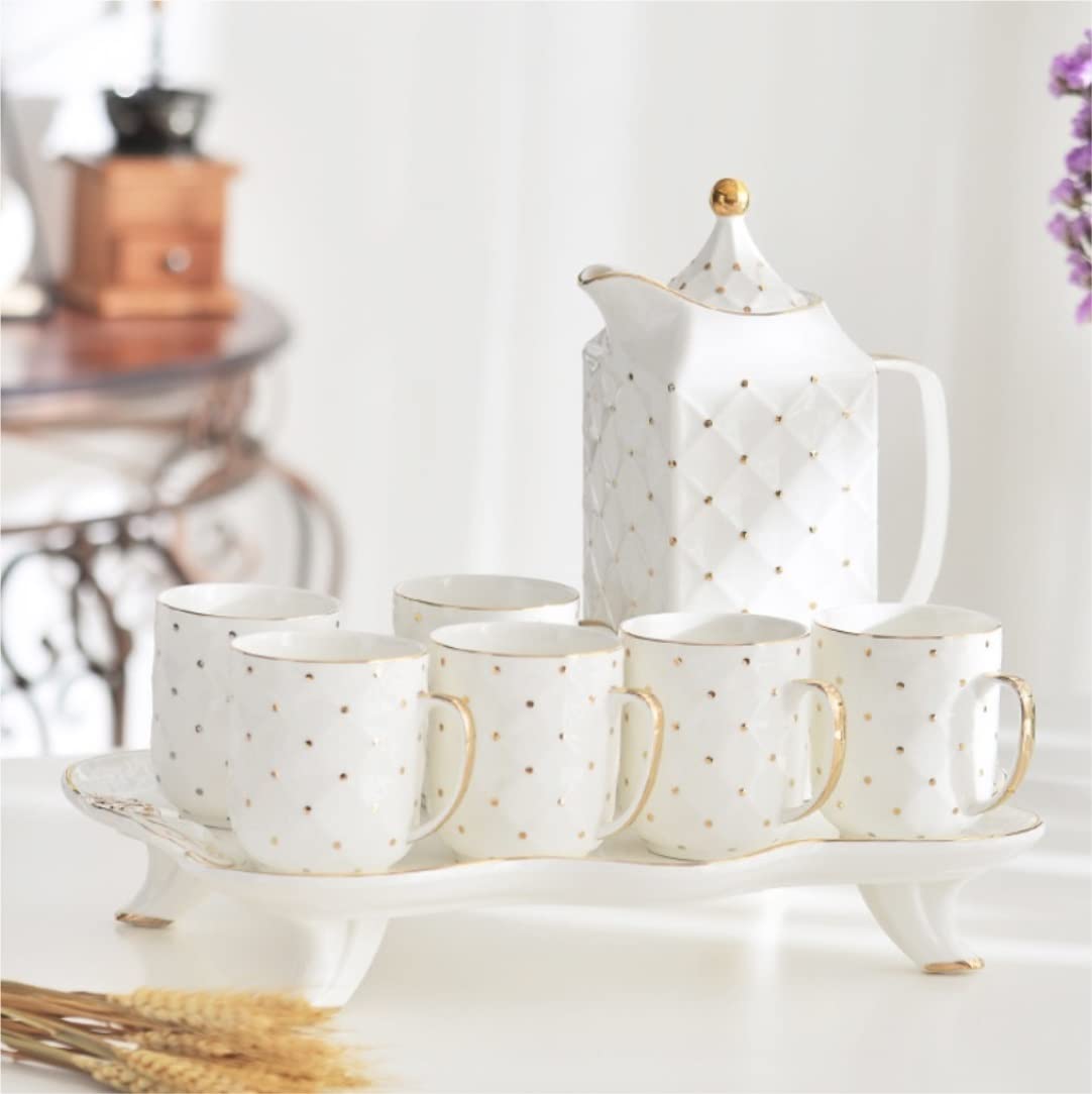 zestaw do herbaty， Zestaw do herbaty Zestaw filiżanek do kawy Zestaw filiżanek do herbaty Ceramiczne zestawy do herbaty Zestaw filiżanek do kawy Prosty 8-częściowy europejski zestaw do herbaty z porce