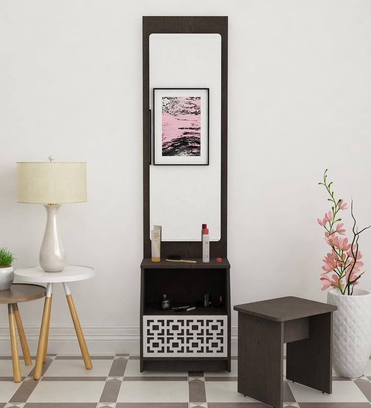 SIVOM Calvin Dressing Table with Stool Engineered Wood Dressing Table (Finish Color -, Dark Wenge, Knock Down)