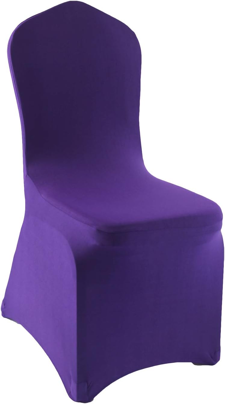 WELMATCH Dark Purple Spandex Chair Covers 12 pcs Wedding