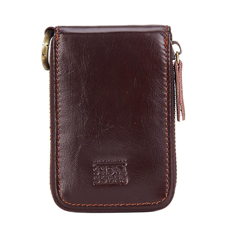 Image of Vintage Full Top Grain Leather Wallet RFID Blocking Multi Card Case with Zipper Pocket Card Holder for Men Women Gift Box