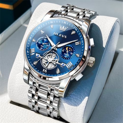 Image of OLEVS Watches for Men Dress Chronograph Luxury Stainless Steel Big Face