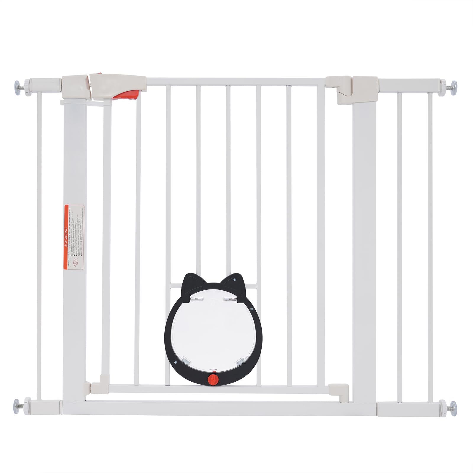 Rejilla de protección para puerta para perro, 75-103 cm, ajustable, barrera para perros sin taladrar con puerta para mascotas, 76 cm de alto, doble cierre, puerta de barrera para perros, color blanco