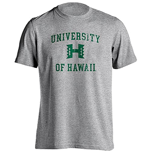 Sport Your Gear University of Hawaii Rainbow Warriors Distressed Retro Logo T-Shirt Athletic Heather XL