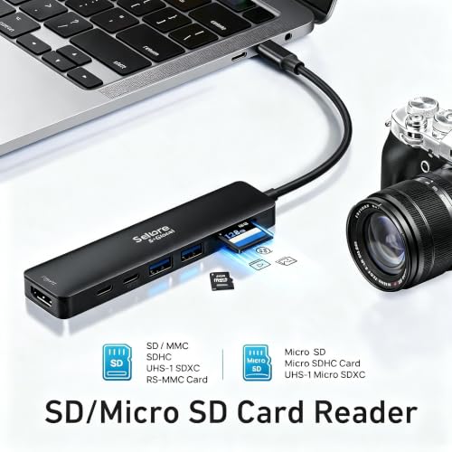Image of USB C Hub HDMI Adapter for MacBook Pro /Air, 7 in 1 USBC Dongle with HDMI, microSD /SD Card Reader, USB C Data Port,100W PD, and 2 USB 3.0 Compatible for MacBook Pro /Air, Lenovo Thinkpad.