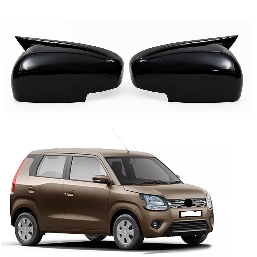 Glossy Black Side Mirror Cover Cap with Sporty Fin Design | Premium Exterior Styling Upgrade for Wagon-r 2019-2026-image-16