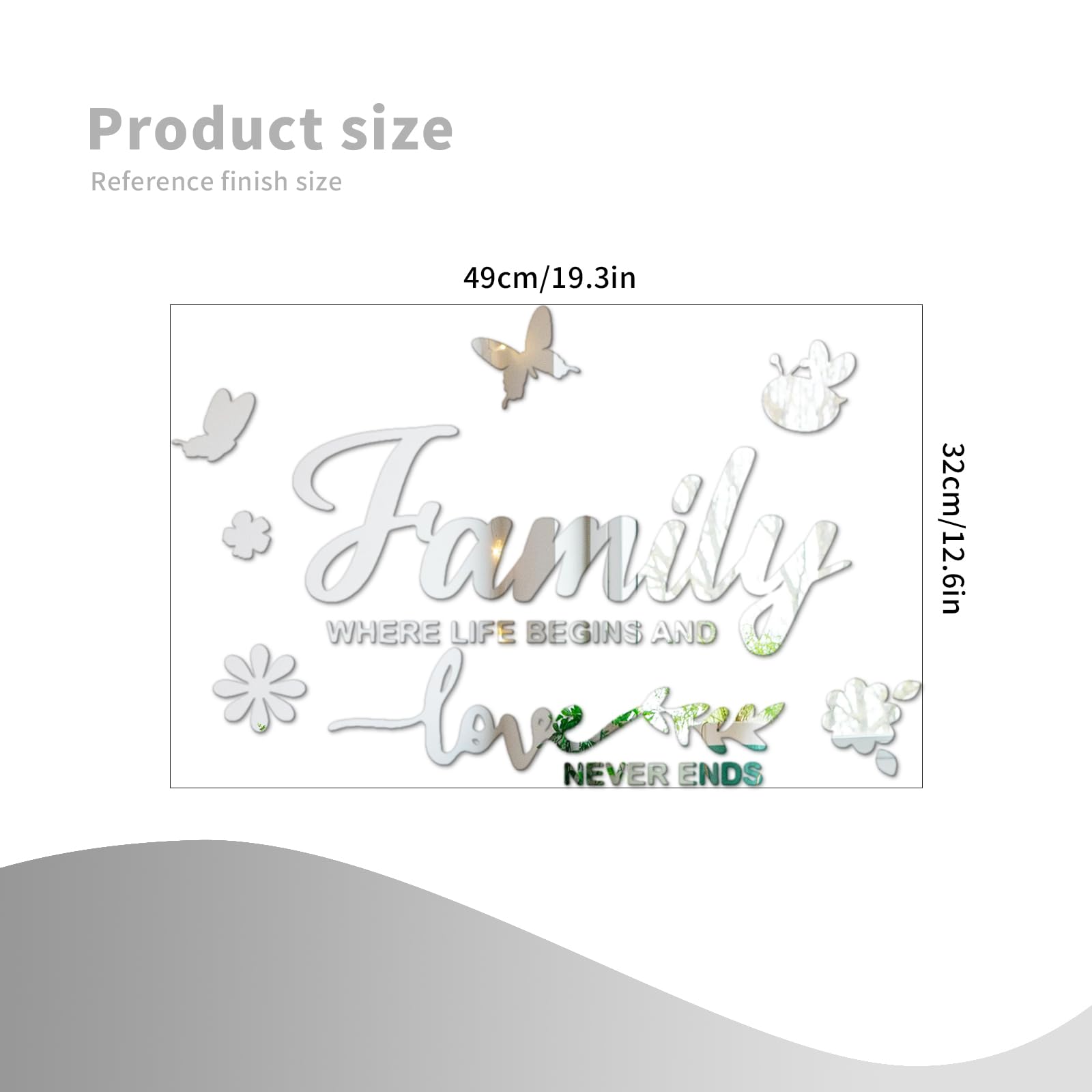 Fkereg Family Where Life Begins and Love Never Ends Mirror Wall Decal, Spiritual Wall Stickers Peel and Stick Quote Sayings - Image 2