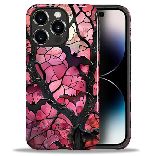 CARLOCA Case for iPhone 14 Pro Max [Pink Vampire Bat Stained Glass Design] - Hybrid Dual Protection Soft TPU + Hard PC, Shockproof & Anti-Scratch Cover Men Women Stylish Protective Phone Case