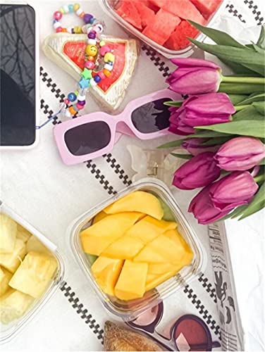 Gifiore Retro 90S Rectangle Sunglasses For Women Trendy Chunky Glasses Black Pink Frame #TOP2