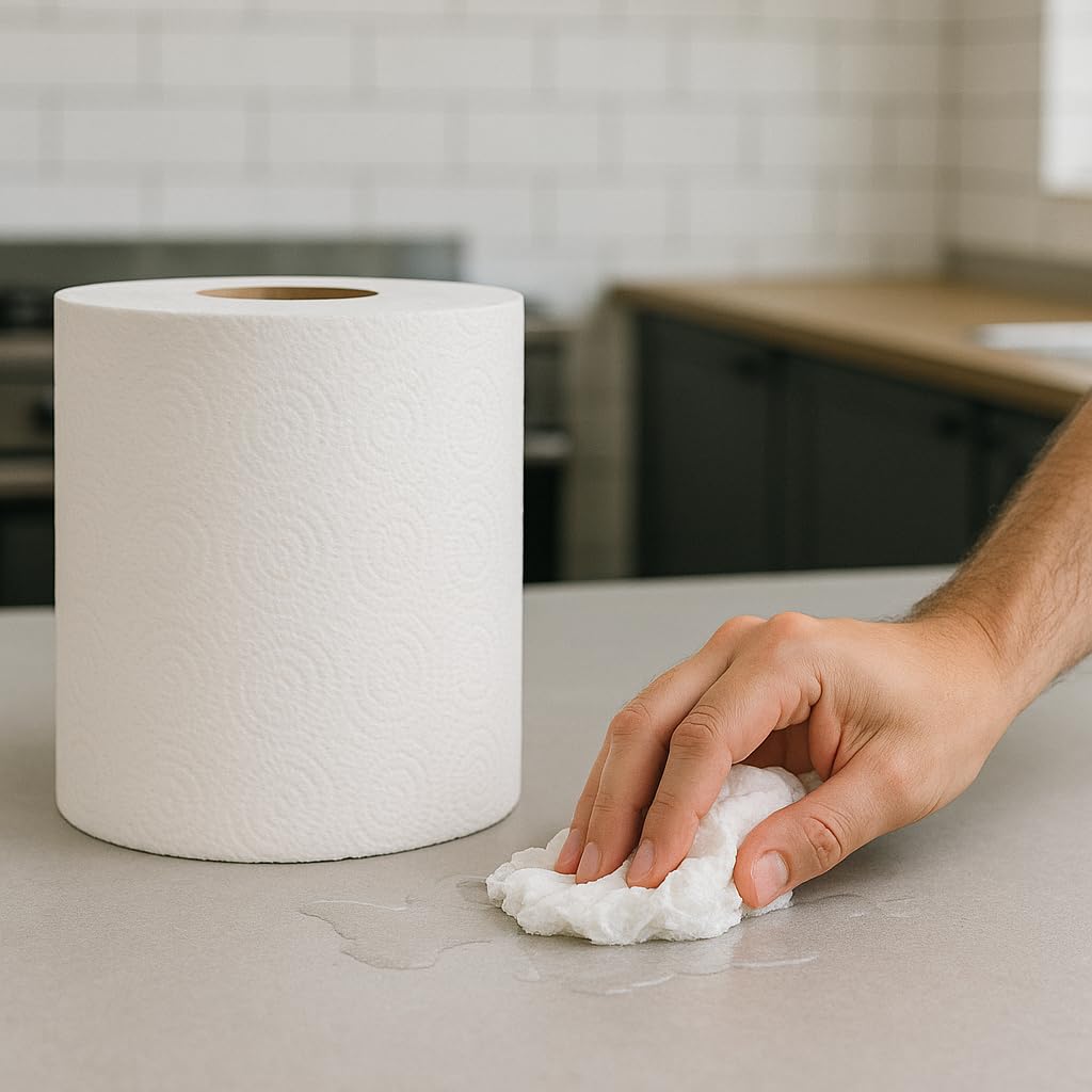 6 Rollos de Papel Industrial Bobina Papel Secamanos Toallas Desechables Secamanos Alta Absorción Bobina Industrial Grande Mecha Doble Capa Rollo Cocina Servilletas 90m 450 Servicios (6, 600)