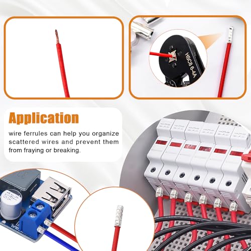 Mankk CA-M-020 166 Pcs Wire Ferrules Kits Silver Plated Copper Crimp Terminal Connector 8 Sizes Awg (1/0 2/0 2 4 6 8 10 12) Sleeves Insulated Cord Pin End Terminal M-020 thumb #5