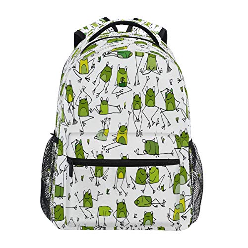Blueangle Mochila de viagem engraçada com estampa de sapos para escola resistente à água