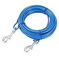 TOPWAY Dog Tie Out Cable 9m/30ft Galvanized Steel Dog Leads with Swivel Hooks, Dog Tether Chain for Outdoor Yard and Camping Puppy Pets and Dogs, Blue