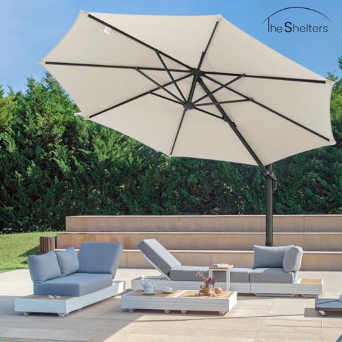 Image of THESHELTERS - Premium Garden Umbrella 360 Degree Rotating Stylish and Durable Outdoor Garden Umbrella with Heavy-duty Water Base (95Kgs)- Patio and Lawn Umbrella, 2.5x2.5m Big Size Outdoor Umbrella with Stand