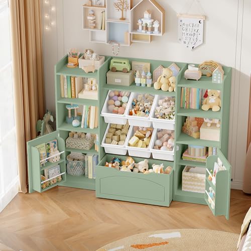 Meuble rangement enfant 6-en-1 vert P795 FOREHILL