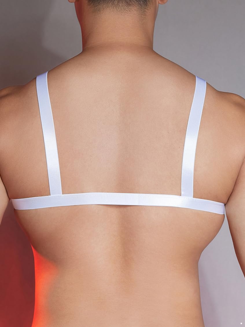 JEATHA sous Vêtement Sissy Lingiere Homme Soutien Gorge Ouvert Devant Maillot De Corps Travesti Crop Top Blanc Taille Unique