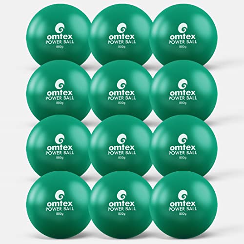 Image of omtex Weighted Balls 800 g for Power Hitting, Batting and Pitching Training Suitable for Teenager & Athlete, Build Strength and Muscle, Improve Technique and Form (Green Pack of 12)
