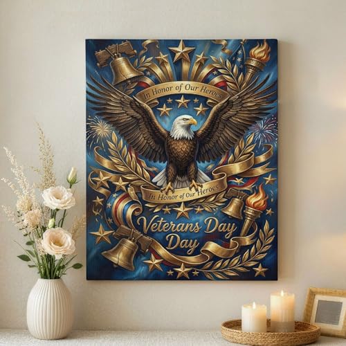 Toile encadrée aigle bleu doré idée cadeau déco originale format 40x50 cm