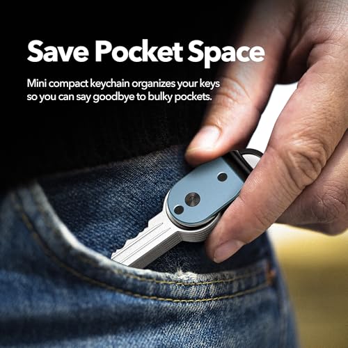 Image of QEG Mini Key Organizer, Keychain, Holds 2-5 Keys (Mini Blue)