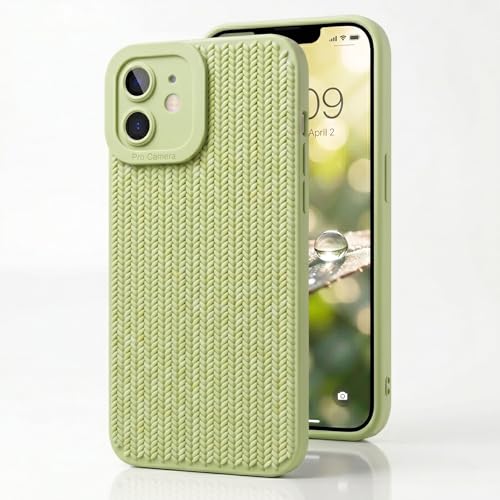 Image of amazon basics Luxury 3D Knitted Texture Soft Silicone Back Cover for iPhone 11 | Slim Fit Shockproof Case with Camera Protection & Non-Slip Grip - Green