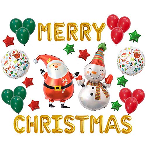 Tellpet Merry Christmas Balloons Decorations Kit, Foil Myalr Helium Christmas Party Supplies, 38 PCS