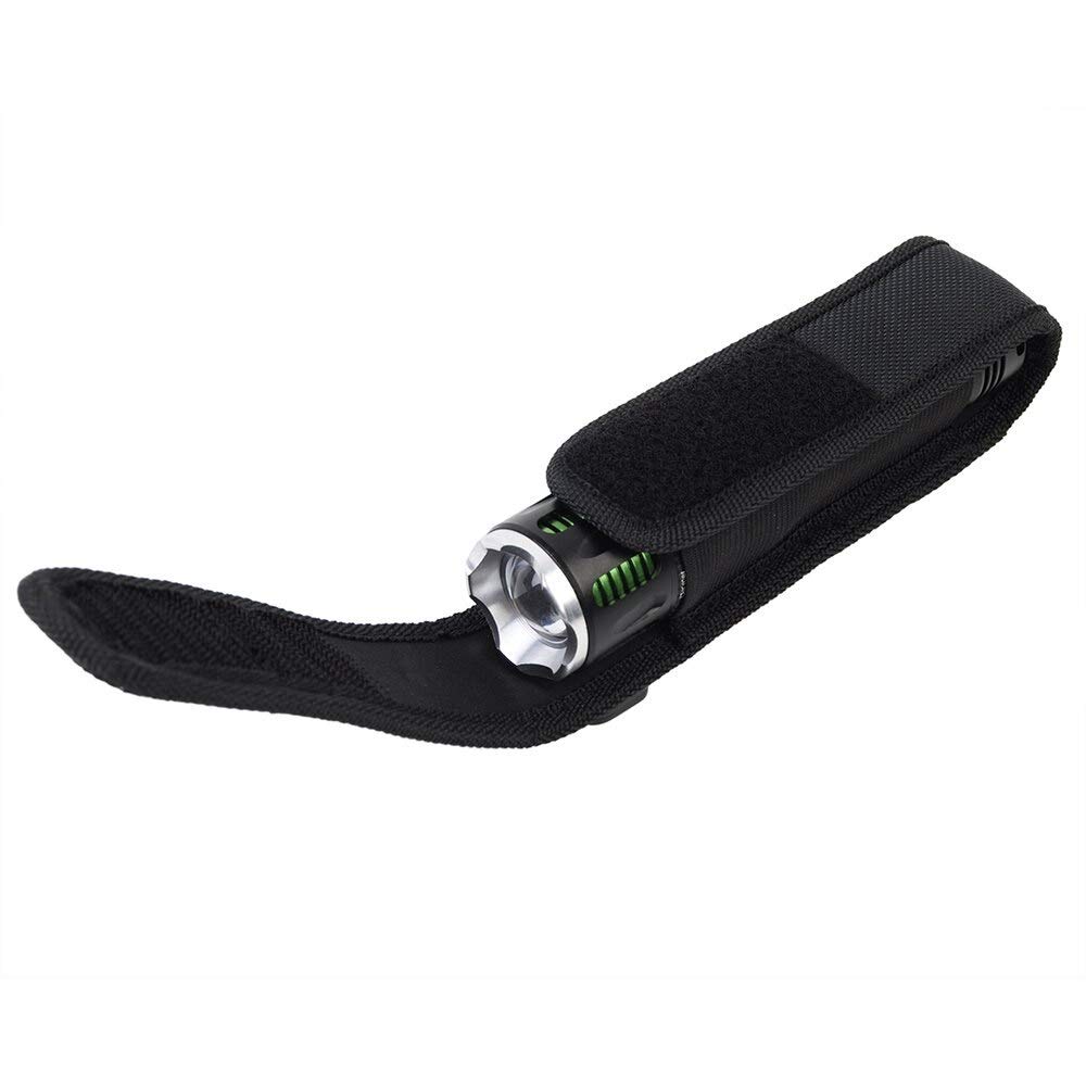 Taschenlampe Tasche, 2 Stück T220 Taschenlampen Holster fur Gürtel, Taschenlampenholster für die Jagd im Freien, Camping, Schwarz (16.5 cm + 20 cm)
