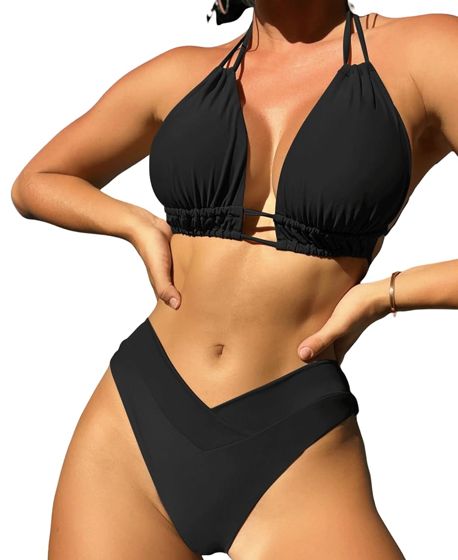 Costume Donna Due Pezzi Mare Bikini da Bagno con Top Triangolo Coppe Estraibili e Slip Vita Alta Sgambata Fantasie Vivaci Maioliche e Fiori di Sicilia Triangolo Imbottito