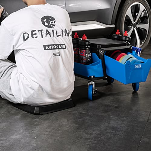 SGCB Mechanics Stool with Wheels Heavy Duty Roller Creeper Seat with Tool Storage Drawer and Soft Rubber Cushion for Garage Auto Detailing - 330 Lbs Load Bear - Image 8