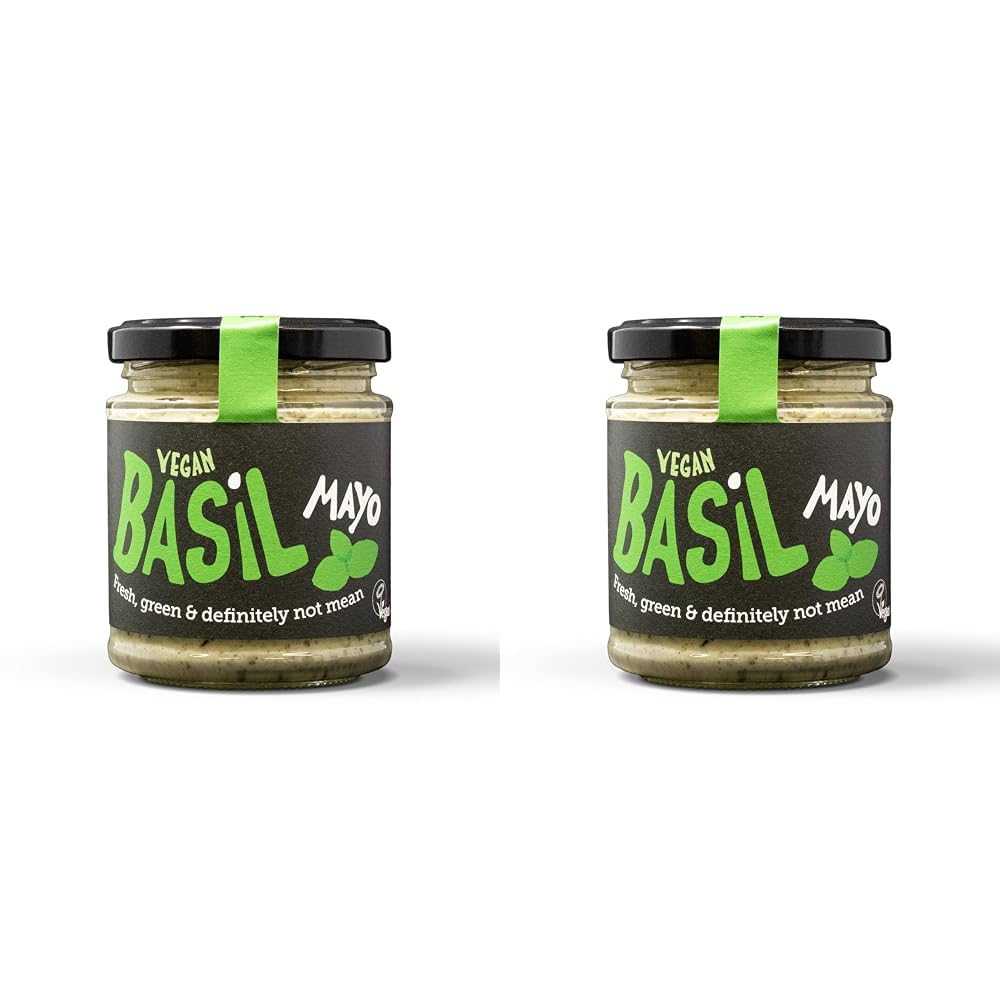 BeSaucy - Basil Mayonaisse, Works Great as a Spread, Dip, Stirred Through Mash or Partnered with Pasta and Pizza Crusts, Produced in the UK & Vegan Friendly, 180g Glass Jar (Pack of 2)