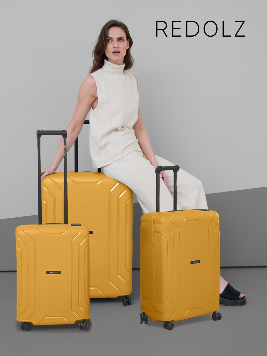 REDOLZ Hartschalen Check-in Koffer ohne Reißverschluss | 3-Punkt-Verschluss-System | Großer XL Trolley 53 x 28 x 75 cm aus hochwertigem Polypropylen Material | 4-Rollen & TSA-Schloss (Essentials 15)