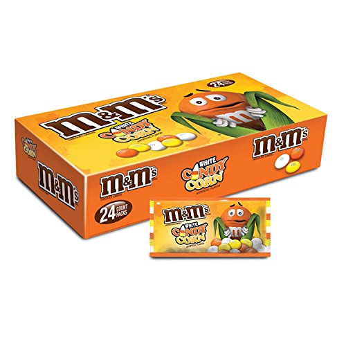 M&M'S White Chocolate Candy Corn Halloween Candy 1.5-Ounce Singles Pouches 24-Count Box