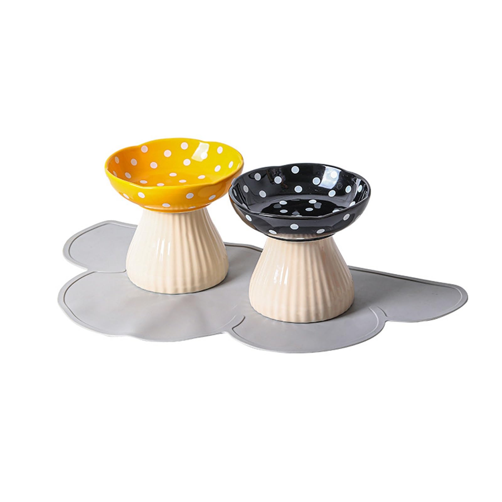Miska dla zwierząt domowych, ceramiczna miska na karmę dla psów i miska na wodę, zestaw dla małych psów i kotów, antypoślizgowa mata dla psów, podwójna miska dla zwierząt domowych, zestaw 3 szt