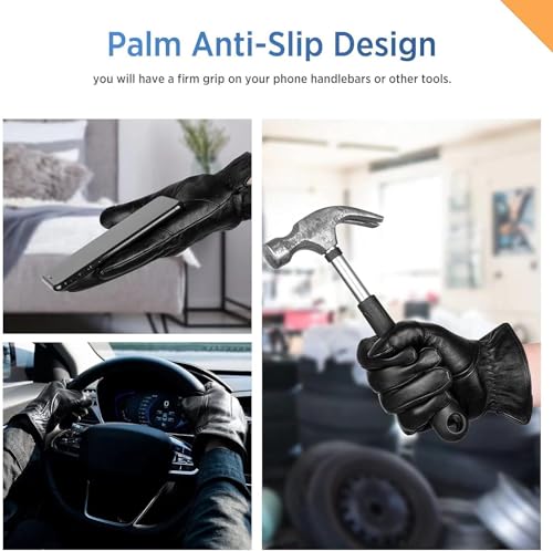 Image of TLN Genuine Leather Gloves for Men | Premium Soft Driving, Biking & Winter Gloves, Warm, Stylish & Durable Hand Gloves for Outdoor & Daily Use