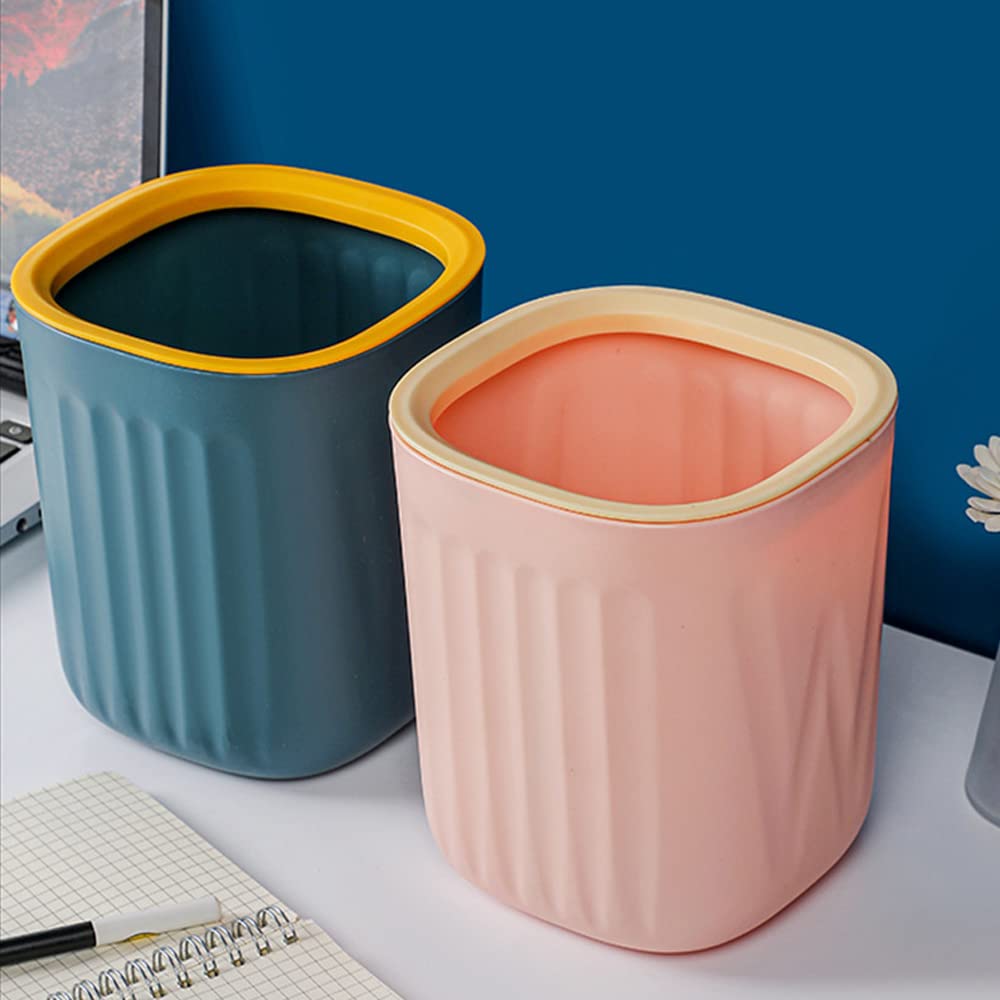 Mini Pattumiera Da Tavolo 2 Pezzi – 15x12,5 Cm, Senza Coperchio, Verde Menta E Rosa Ciliegia, Per Ufficio, Cucina, Auto E Bagno