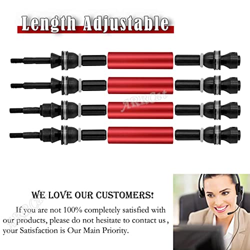 Drive Shaft Cvd Upgrades Part For 1/10 Slash 4X4 Vxl Platinum Ultimate,Rustler Vxl 4X4,Stampede Vxl 4X4,Hoss Vxl,Arrcat 4Pcs Front & Rear Rc Hop-Ups Parts With Wrench,Red(More Power) #TOP6