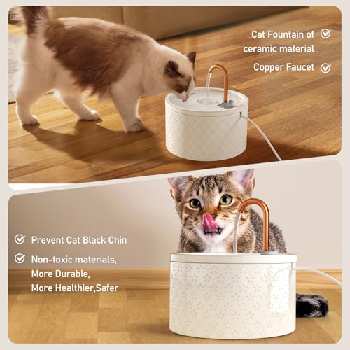 Fuente para agua para gatos de cerámica MISFANS con filtros miniatura 4