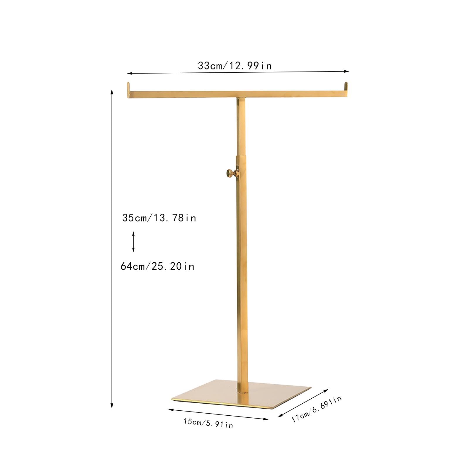 Exhibidor para Bolsos Soporte de Exhibición para Bolsos Gancho Doble Regulable Organizador de Collares Acero Resistente Adecuado para Boutique Hogar, Oro Cepillado, Individual
