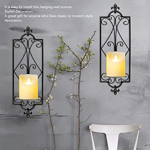 Wnvivi 2pcs Wall Sconce Candle Holder,Iron Art Hanging Iron Wall Candle Sconce Holder,Modern Wall Hanging Candlestick Holder for Pillar Tealight