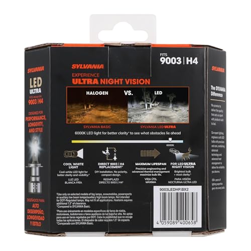 SYLVANIA 9003 LED Ultra - Fog Lights For Cars and Trucks - Headlight Bulbs for Off Road Powersports - 6000k Cool White LED Light - Maximum Lifespan - No Polarity - DIY Upgrade - Thumbnail 2