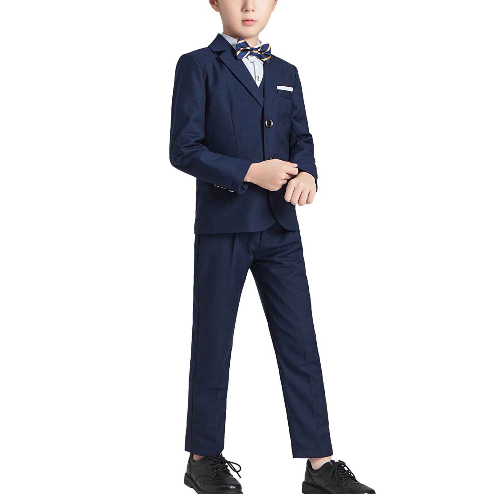amropi Completo Elegante per Bambino Ragazzi Formale Set 4 Pezzi Blazer Giacca + Pantaloni + Camicia + Papillon Abito da Sposa da 1-13 Anni