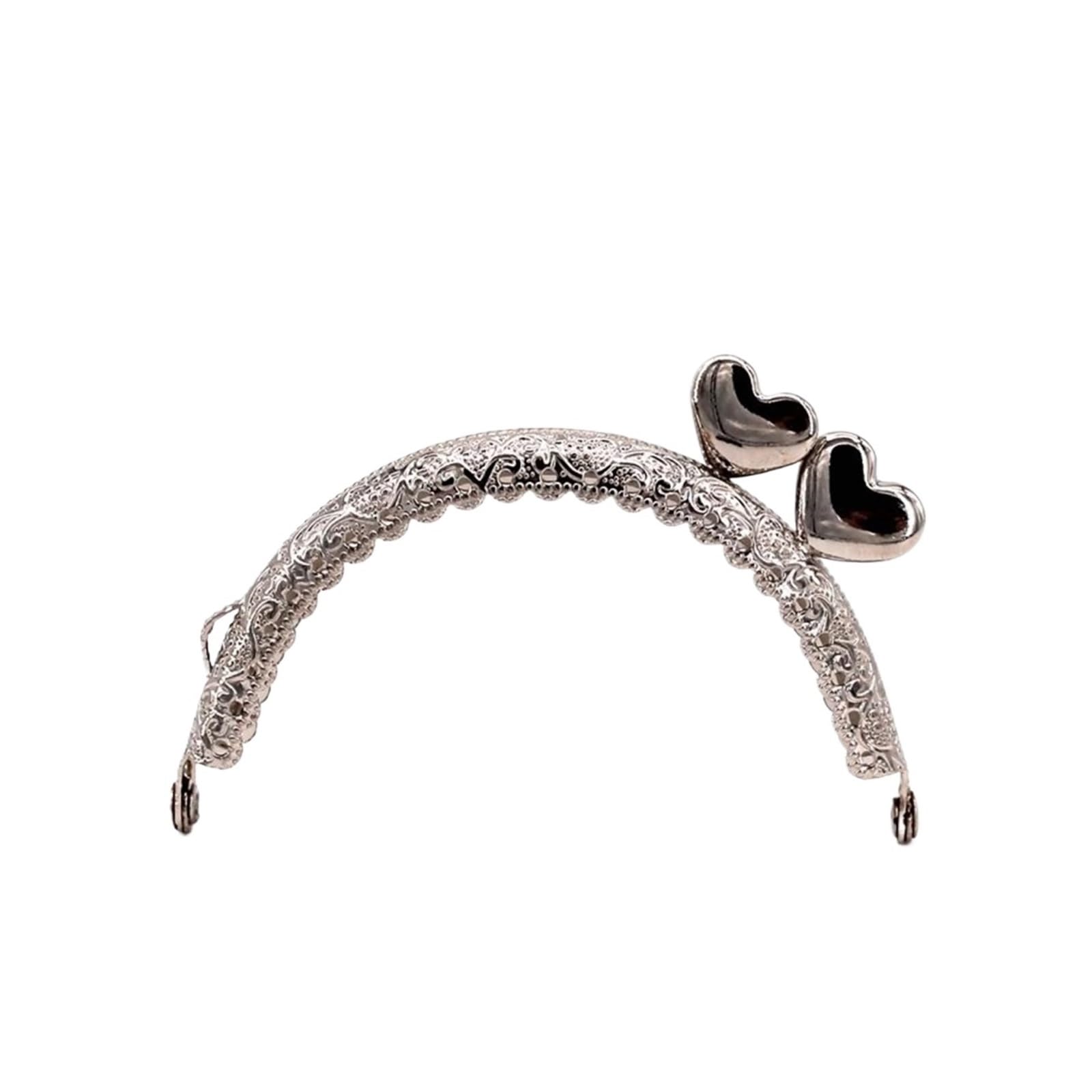 PVUVTNAHW 10PCS 8.5CM Heart Metal Purse Frame Semi-Circle Antique Bronze Silver Golden Black Coin Bag Frames(Silver)