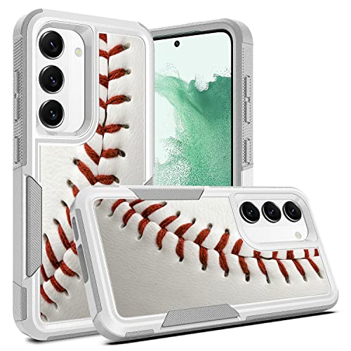 Candykisscase Case for Samsung Galaxy S23, Baseball Sports White Pattern Shock-Absorption Hard PC and Inner Silicone Hybrid Dual Layer Armor Defender Case for Samsung Galaxy S23