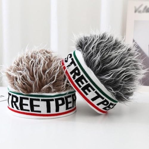 Beanie Wig Hat Knitted Elastic Beanies Hat Funny Wig Cap Hair Integrated Headwear Children Hip Hop Letter Spiked Hair Cap3