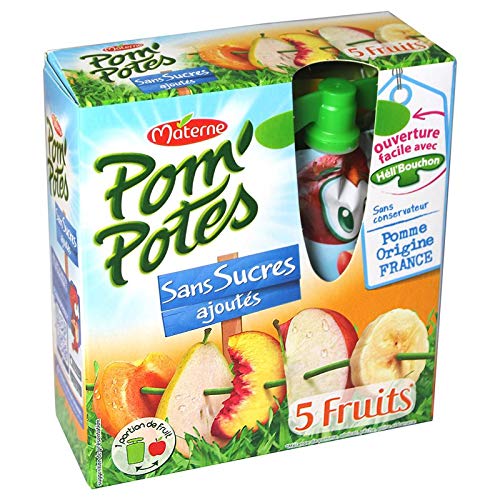 Compotes 5 Fruits Pomme Poire Banane Sans Sucres Ajoutés Pom'potes Les 4 Gourdes De - vue 2