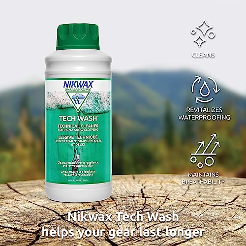 Nikwax Tech Wash 34 fl. oz Tech Wash Technical Cleaner for Jackets and Outerwear, Restores Waterproofing in Rain, Ski, and Snow Gear, Safe for Gore-Tex and DWR4