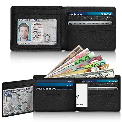 Bryker Hyde 2 Id Window Rfid Wallet For Men, Bifold Side Flip, Extra Capacity Travel Wallet (Black - Pebble Leather) #TOP1