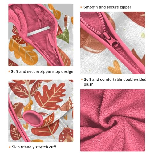 OTVEE Forest Acorns Autumn Leaves Kids Hoodie Jacket Fall Spring Full Zip Warm Outwear Coat3