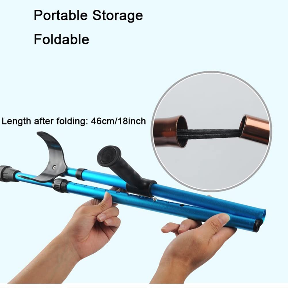 Kule przedramienia Składane, lekkie dla dorosłych Ergonomiczne laski, aluminiowe Regulowane kule do chodzenia, odpowiednie dla osób starszych, niepełnosprawnych spacerowiczów (kolor: niebieski,