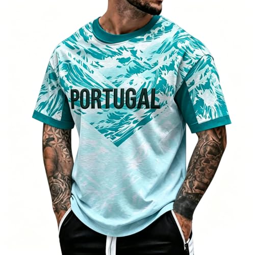 Maillot Portugal,T-Shirt à Manches Courtes Et Col Rond IdéAl pour Un Look DéContracté en éTé