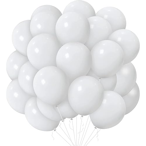 White balloons,Matte White Balloons 12inch White Latex Balloons 50PCS Thick Matte White Balloons for Party Wedding/Birthday/Birthday Decor